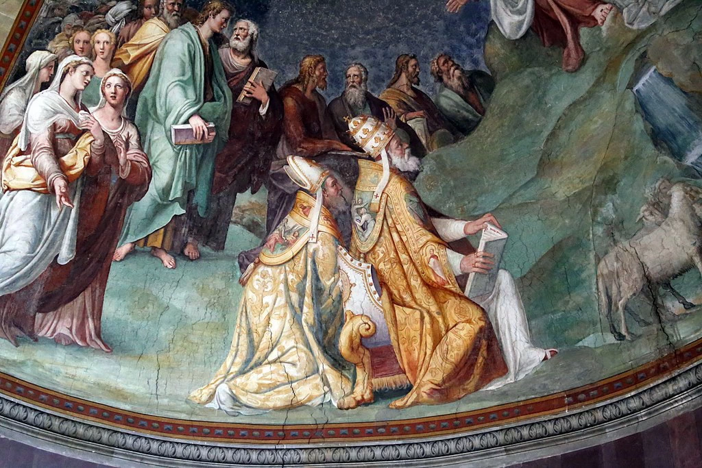 Gesù, gli Apostoli e i Santi sepolti nella Basilica - dettaglio 1, Chiesa di Santa Sabina, Roma